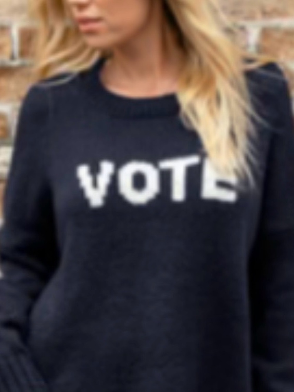 Wooden Ships/Navy Crewneck Sweater with White "VOTE" Text/US Size XL/NWT!